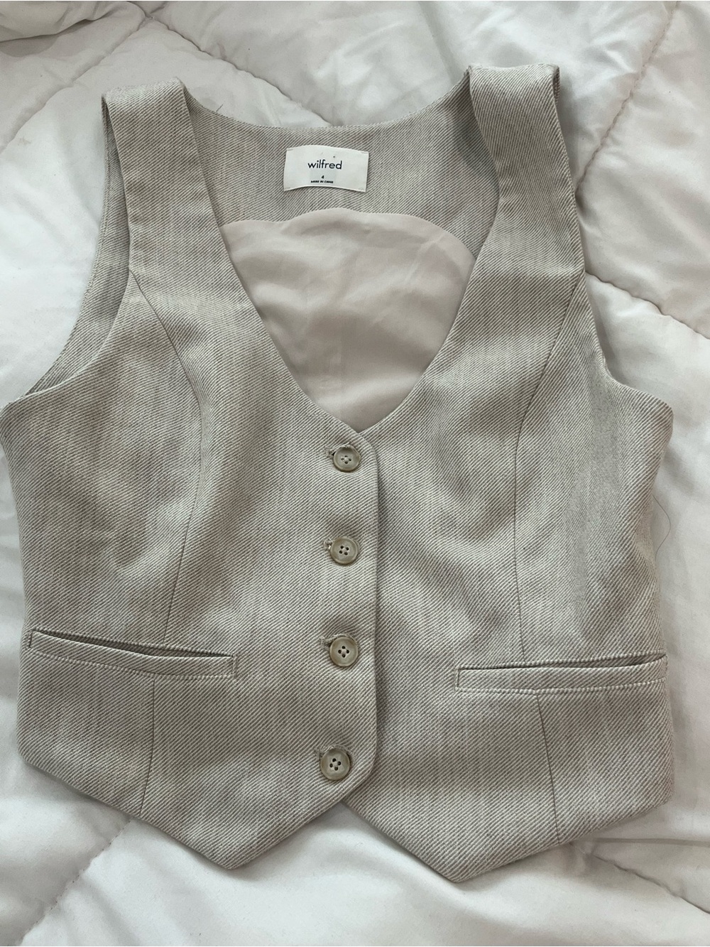 Wilfred Neutral Tailored Waistcoat in Light Beige